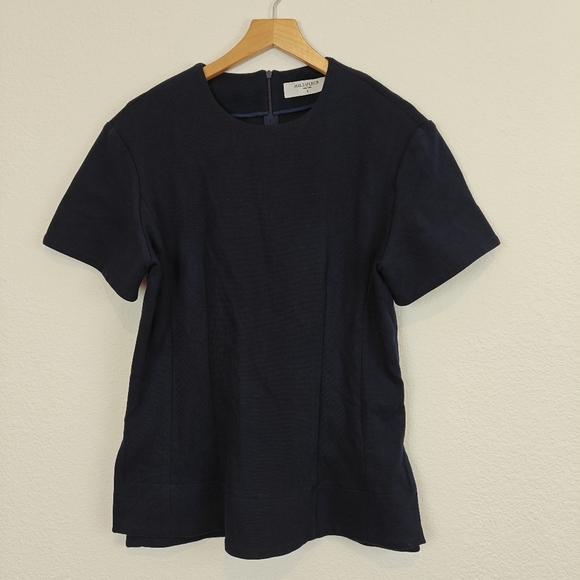 M.M. Lafleur The Krader Crew neck Top Textured Ponte In Navy Blue Size Medium - Picture 5 of 14